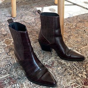 Zara croc effect leather ankle boots